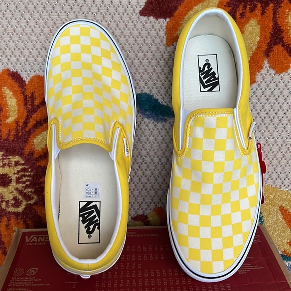 Vans Classic Slip On Checkerboard Cyber Yellow/True White Men’s sneakers - Picture 13 of 16